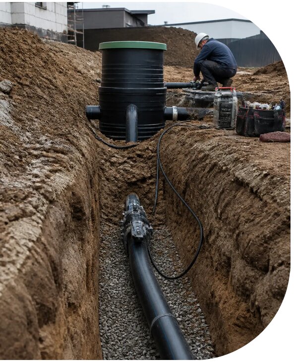 Монтаж напорной канализации для домов и объектов в Курске